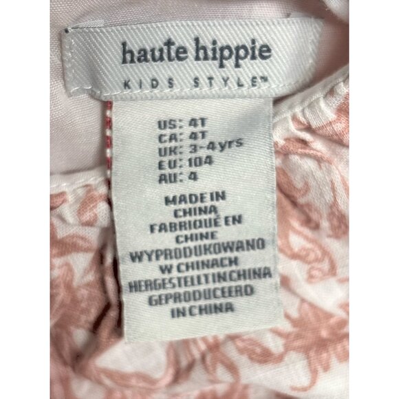 Haute Hippie Kids Girls 4T Ruffle Collar Sleeveless Pink Toile Dress 100% Cotton - Picture 4 of 8